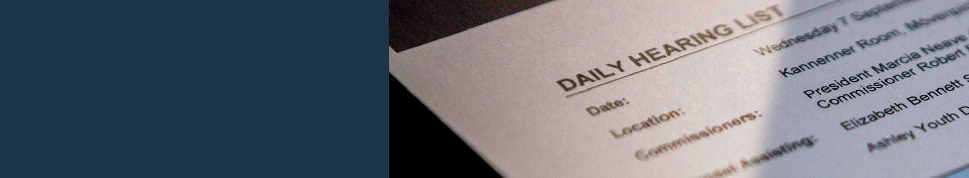 paper with daily hearings list information