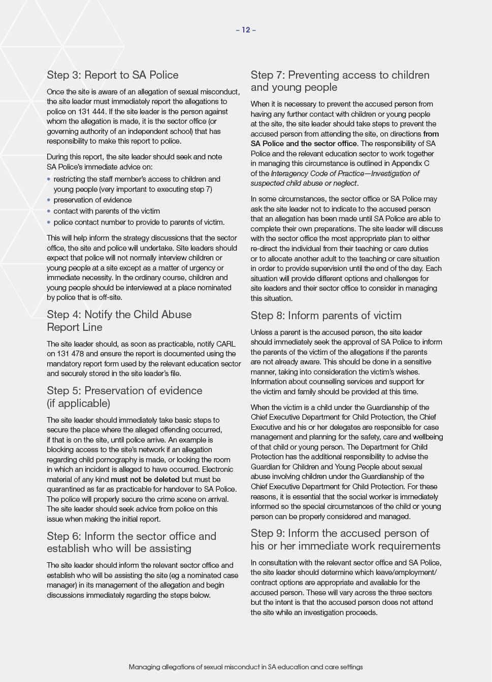 Appendix_E_-_Managing_Allegations_of_Sexual_Misconduct_in_SA_Education_and_Care_Settings_Guideline10